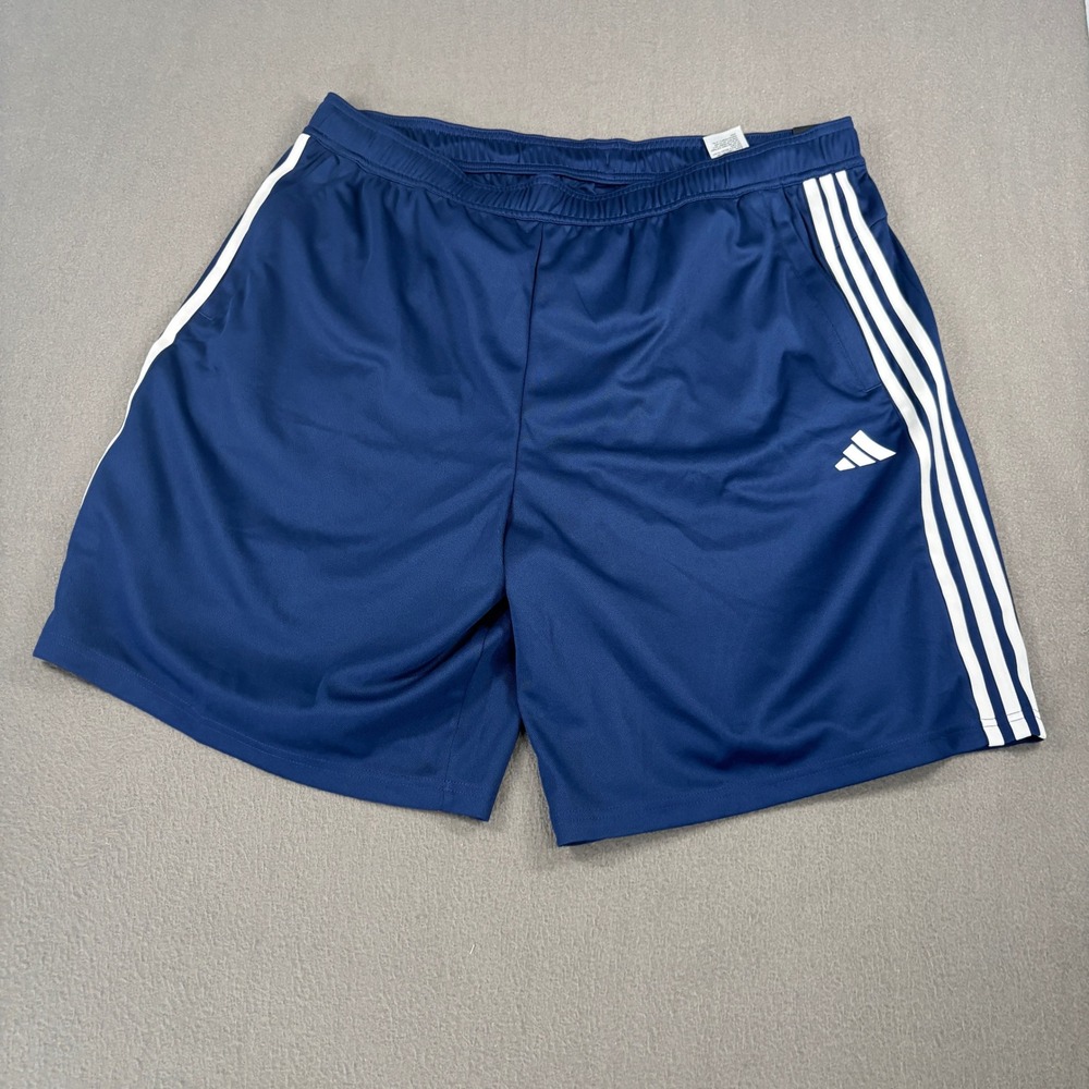 adidas TR-ES PIQ 3SHO Shorts Mens Size 2XL Dark Blue White Training IB8246